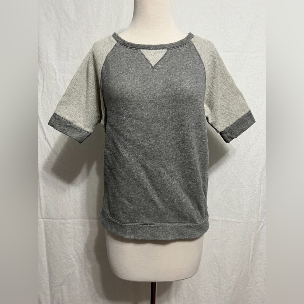 Calvin Klein Gray Short Dolman Sleeve French Terry Crew Neck Knit Sweatshirt!